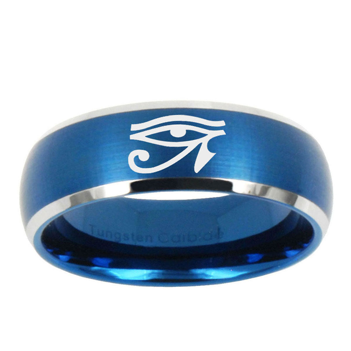 5MMSeeing Eye Dome Brushed Blue 2 Tone Tungsten Wedding Ring