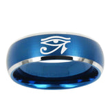 10mm Seeing Eye Dome Brushed Blue 2 Tone Tungsten Ring
