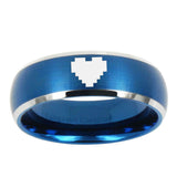 5, 8mm Brush Blue Dome Zelda Heart Tungsten Carbide 2 Tone Laser Engraved Ring