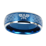 10mm-Celtic-Zelda-Dome-Brushed-Blue-2-Tone-Tungsten-Mens-Ring-Personalized