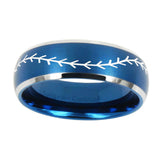 10mm-Baseball-Stitch-Dome-Brushed-Blue-2-Tone-Tungsten-Mens-Wedding-Band