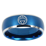 5, 8mm White Lantern Dome Matte Blue Tungsten Ring Men