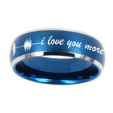 8mm-Sound-Wave,-I-love-you-more-Dome-Brushed-Blue-2-Tone-Tungsten-Bands-Ring