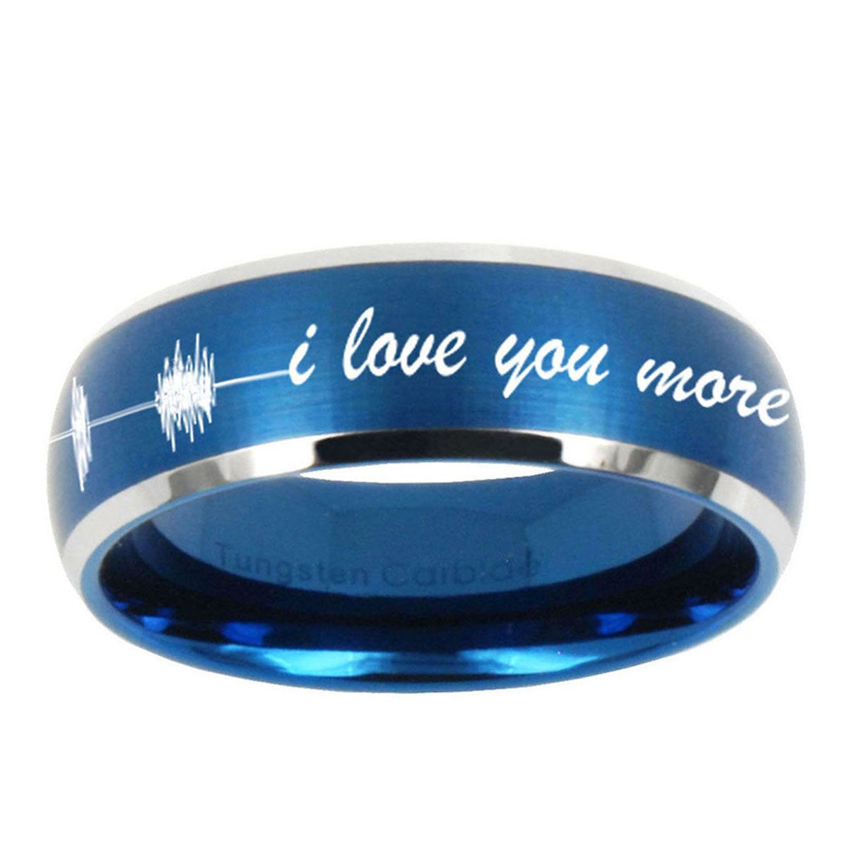 5MMSound Wave, I love you more Dome Brushed Blue 2 Tone Ring
