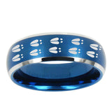 10mm Deer Tracks Dome Brushed Blue 2 Tone Tungsten Ring