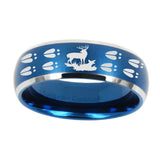 10mm-Deer-Hunting-Tracks-Dome-Brushed-Blue-2-Tone-Tungsten-Carbide-Promise-Ring