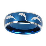 10mm-Dolphins-Dome-Brushed-Blue-2-Tone-Tungsten-Carbide-Rings-for-Men
