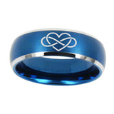 8mm-Infinity-Love-Dome-Brushed-Blue-2-Tone-Tungsten-Carbide-Mens-Promise-Ring