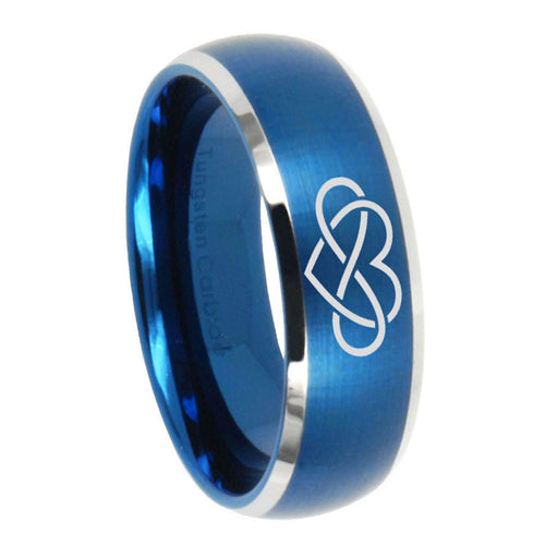 10mm Infinity Love Dome Brushed Blue 2 Tone Tungsten Men's Engagement Band