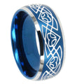 8MM Celtic Braided Dome Brushed Blue 2 Tone Tungsten Ring