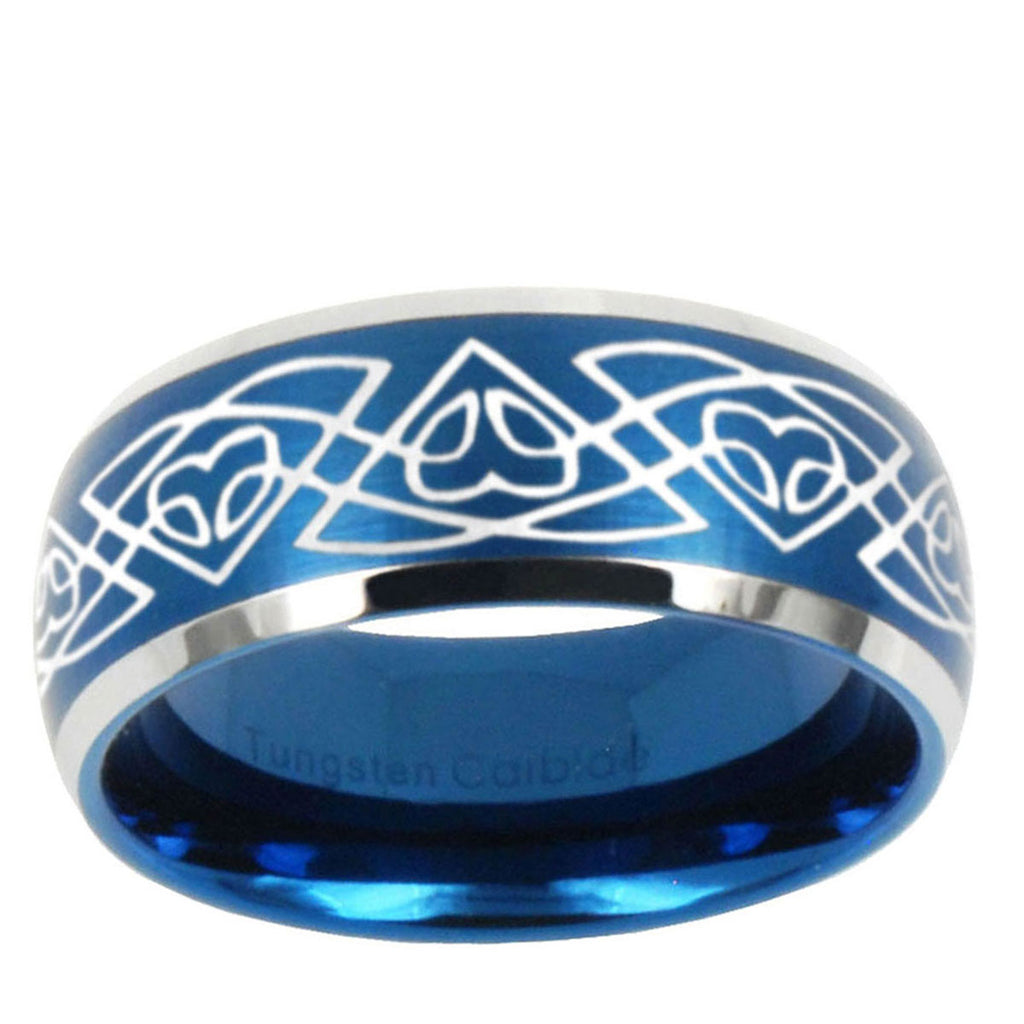 10mm Celtic Braided Dome Brushed Blue 2 Tone Tungsten Mens Wedding Band
