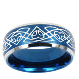 5, 8mm Celtic Braided Dome Brushed Blue 2 Tone Tungsten Mens Promise Ring