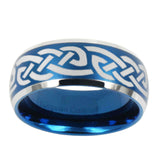 10mm-Celtic-Knot-Infinity-Love-Dome-Brushed-Blue-2-Tone-Tungsten-Mens-Wedding-Band