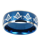 8mm-Masonic-Square-and-Compass-Dome-Brushed-Blue-2-Tone-Tungsten-Mens-Promise-Ring