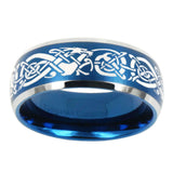 10mm-Celtic-Knot-Dragon-Dome-Brushed-Blue-2-Tone-Tungsten-Custom-Ring-for-Men
