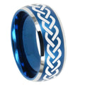 10mm Laser Celtic Knot Dome Brushed Blue 2 Tone Tungsten Mens Wedding Band