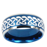 10mm Celtic Knot Love Dome Brushed Blue 2 Tone Tungsten Mens Wedding Band