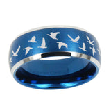 10mm-Flying-Geese-Hunting-Dome-Brushed-Blue-2-Tone-Tungsten-Mens-Wedding-Band