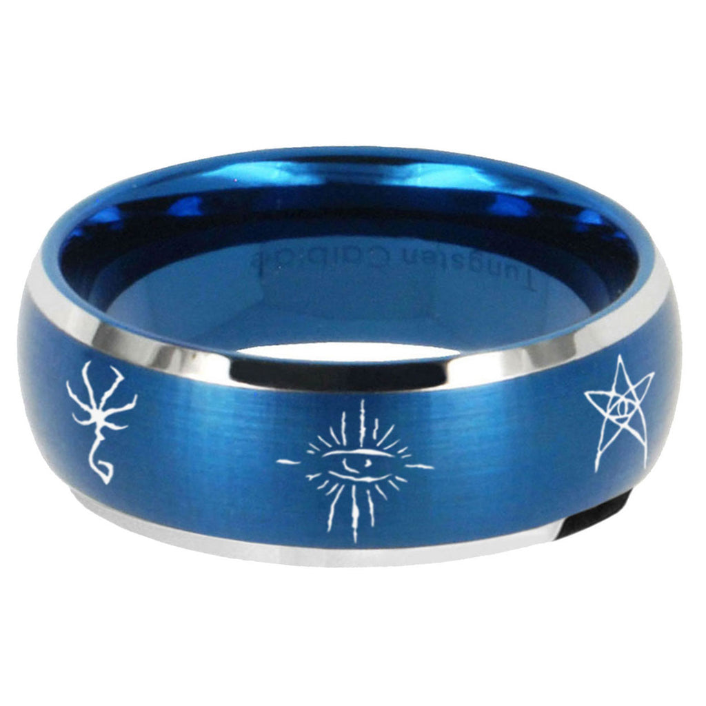 5MMBlackborne Caryll Runes Dome Matte Blue Carbon Fiber Rings