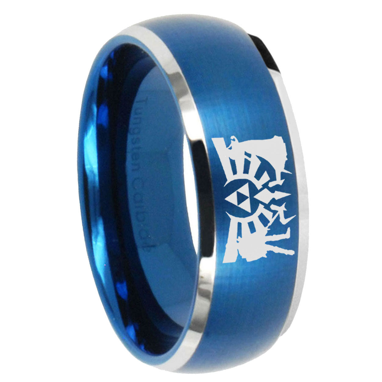 8MM Zelda Link Dome Matte Blue Carbon Fiber Rings