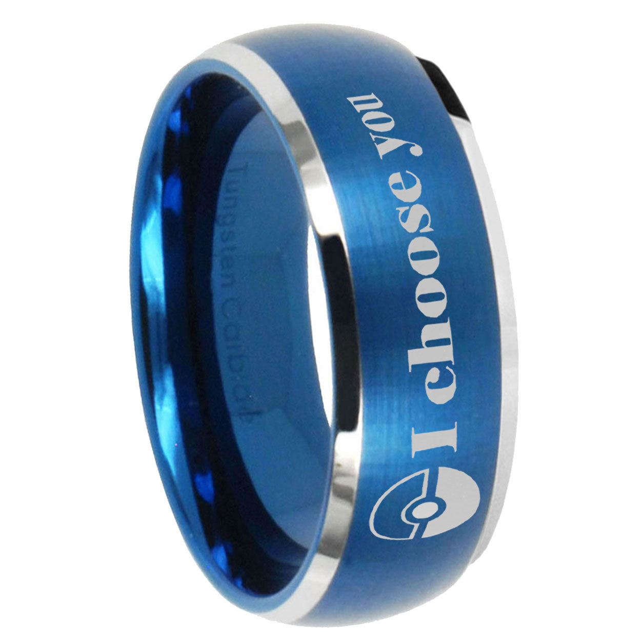 8MM Pokeball Pokemon Dome Matte Blue Carbon Fiber Rings