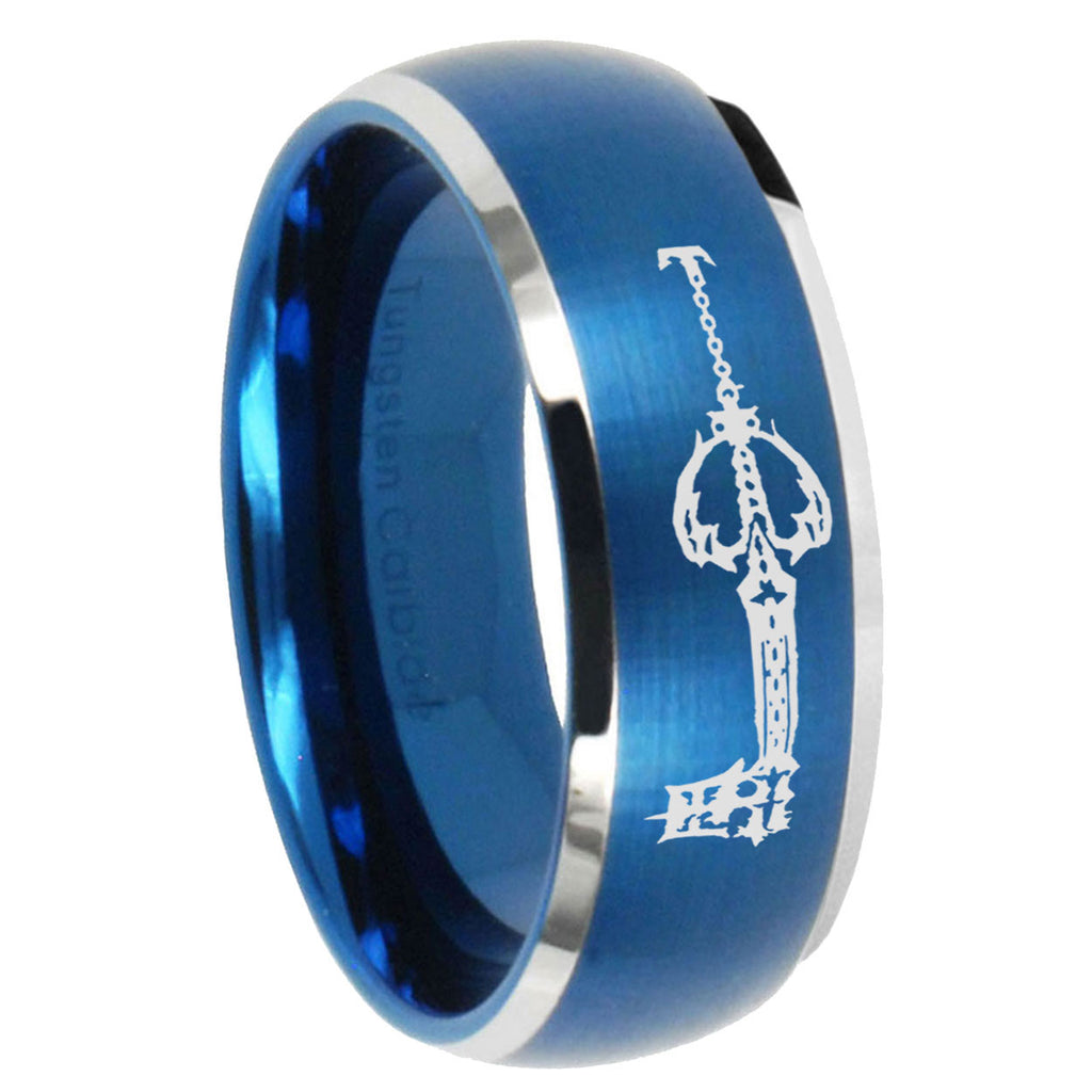 8MM kingdom heart keyblades Dome Matte Blue Carbon Fiber Rings