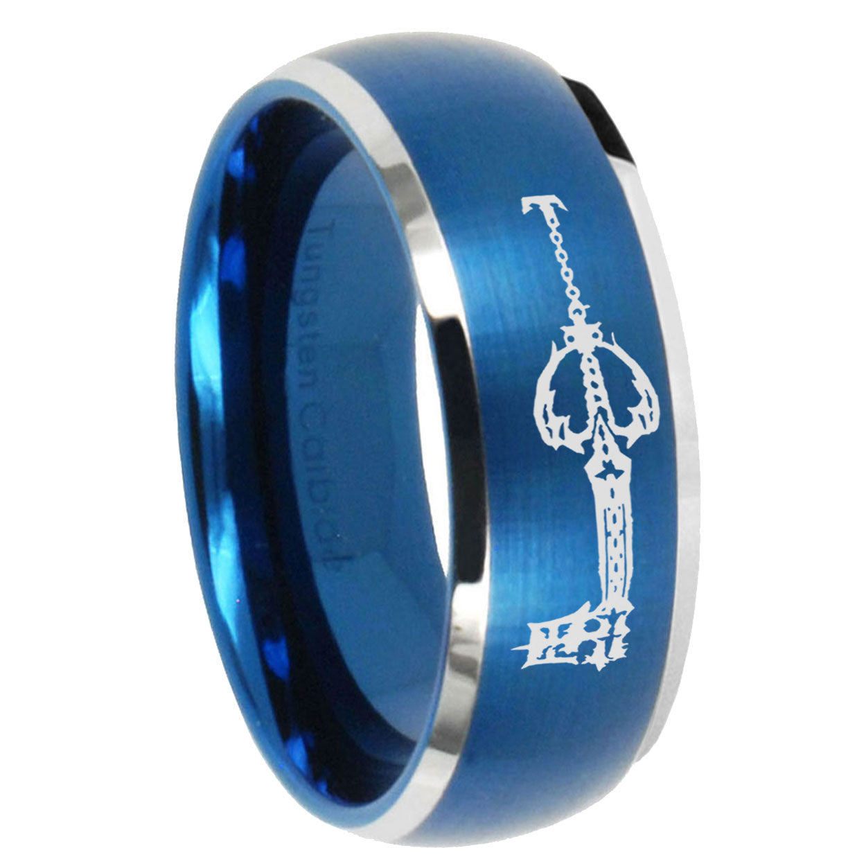 8MM kingdom heart keyblades Dome Matte Blue Carbon Fiber Rings