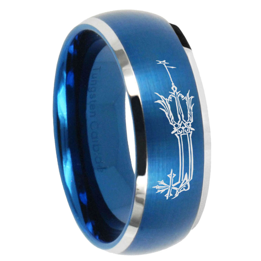 8MM Geekery Oathkeeper Kingdom Hearts Dome Matte Blue Carbon Fiber Rings