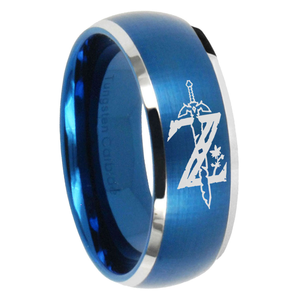 8MM Zelda Breath Of The Wild Dome Matte Blue Carbon Fiber Rings