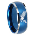 8MM Flying American Eagle Dome Matte Blue Carbon Fiber Rings