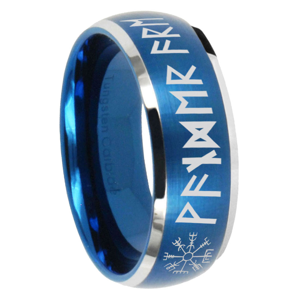 8MM Viking Dome Matte Blue Carbon Fiber Rings