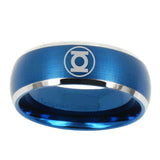 5, 8mm Green Lantern Dome Matte Blue Tungsten Ring Men