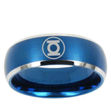 5, 8mm Green Lantern Dome Matte Blue Tungsten Ring Men