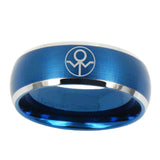 5, 8mm Gray Lantern Dome Matte Blue Tungstun Rings