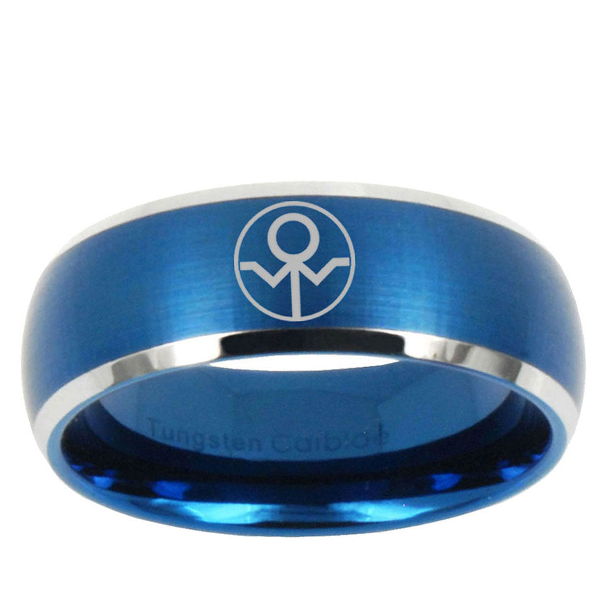 5MMGray Lantern Dome Matte Blue Tungsten Rings