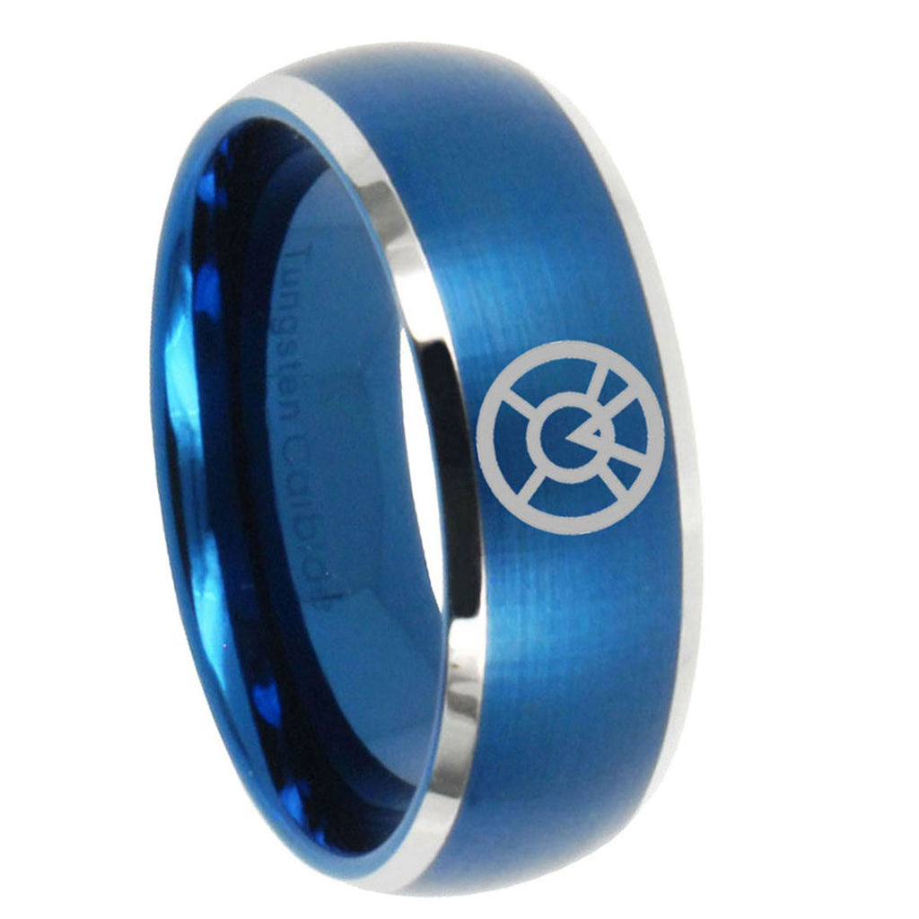 8MM Orange lantern Dome Matte Blue Carbon Fiber Rings