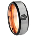 8MM Army Sergeant Major Beveled Rose Gold Gray Tungsten Promise Ring