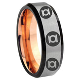 8mm Multiple Green Lantern Beveled Edge gray and rose gold finished Tungsten Rings