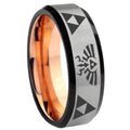 8MM Legend of Zelda Beveled Rose Gold Gray Tungsten Man Wedding Band
