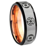 8mm Blue Green Lantern Beveled Edge gray and rose gold finished Engraved Rings For Him