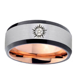 6, 8mm Supernatural Beveled Edge Rose Gold Silver Fashionable Rings For Men