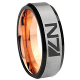 8mm N7 Design Beveled Gray And Rose Gold Tungsten Wedding Engraving Ring