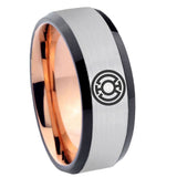 8mm Blue Lantern Beveled Edge Rose Gold Silver Fashionable Rings For Men