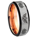 8MM Zelda Majora's Mask Beveled Rose Gold Gray Tungsten Wedding Band