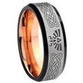 8MM Celtic Zelda Beveled Rose Gold Gray Tungsten Rings For Men
