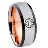 8mm White Lantern Beveled Edge Rose Gold Silver Tungsten Carbide Mens Wedding Bands