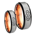 Infinity Love Bevel Gray Rose Gold Tungsten His Hers Set Rings