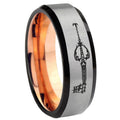 8MM kingdom heart keyblades Beveled Rose Gold Gray Tungsten Wedding Band