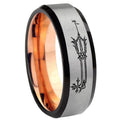8MM Geekery Oathkeeper Kingdom Hearts Beveled Rose Gold Gray Tungsten Wedding Band