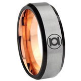 8mm Green Lantern Beveled Edge Rose Gold Silver Tungsten Carbide Mens Wedding Bands